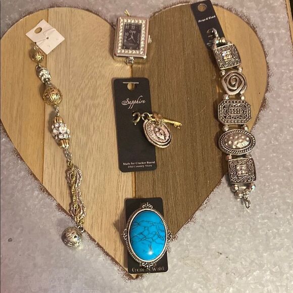 Silver and Gold Watch bands with Watch face and charms - Picture 1 of 1